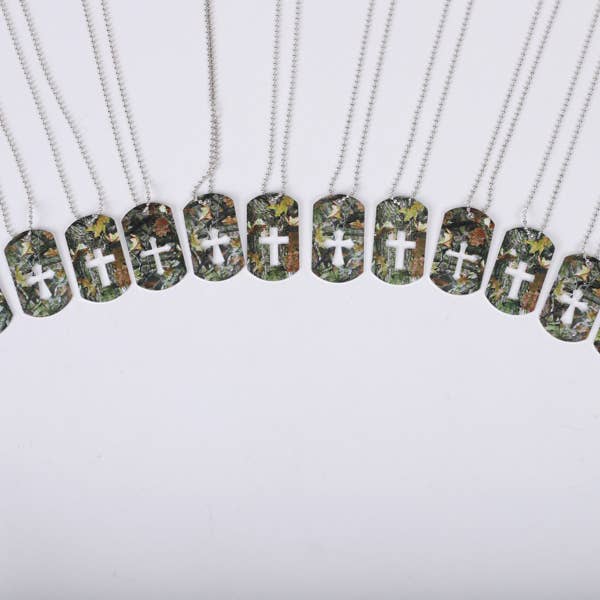 Necklace Dog Tag Camouflage 12 Pk