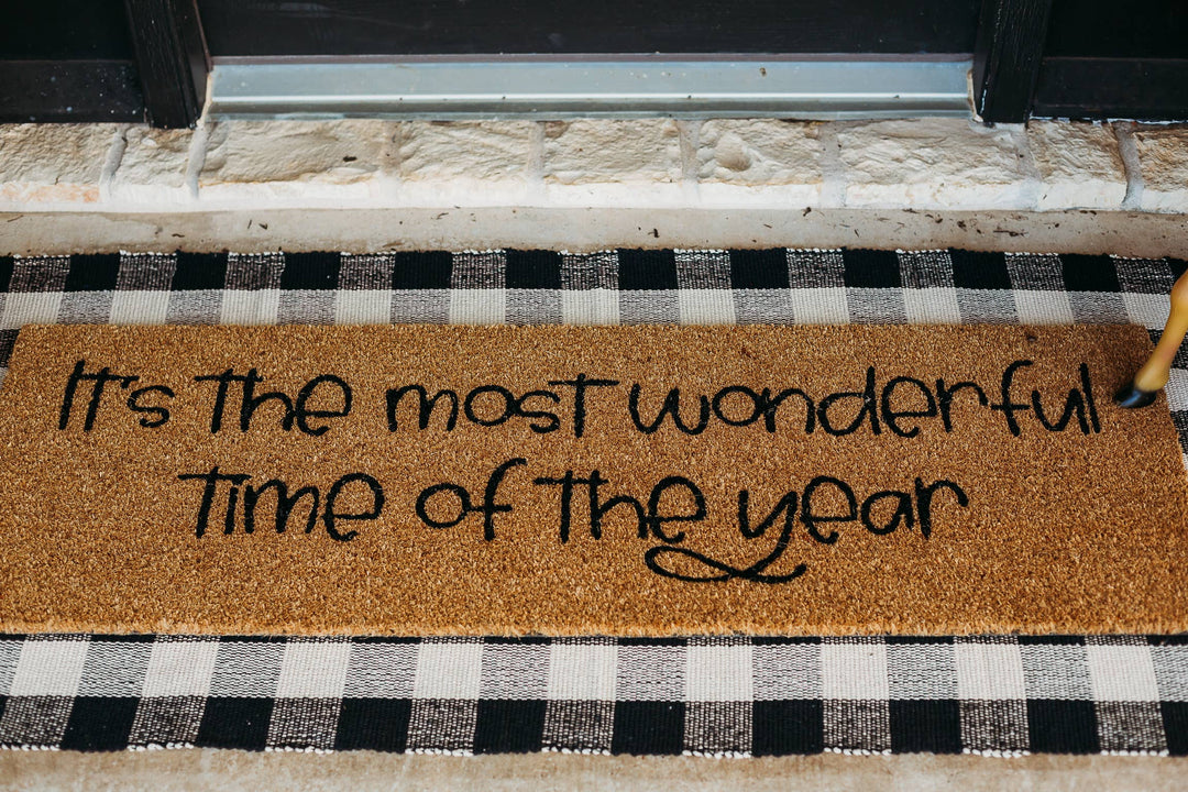 Modern Burlap - Doormat runner - Buffalo plaid
