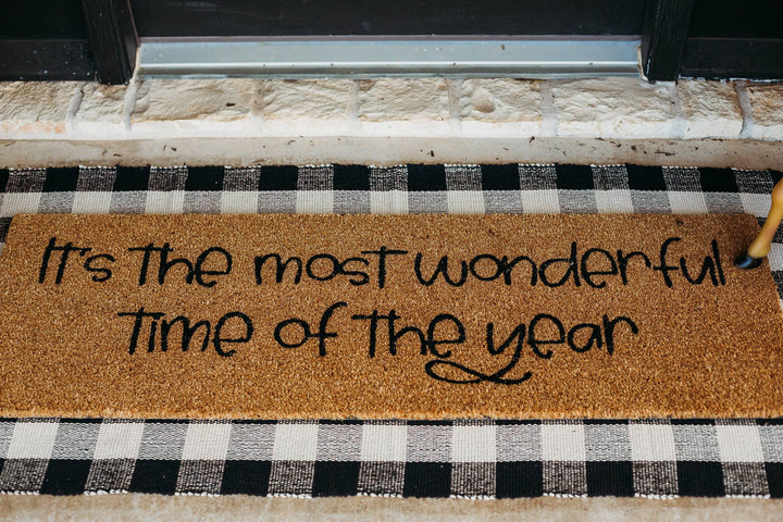 Modern Burlap - Doormat runner - Buffalo plaid