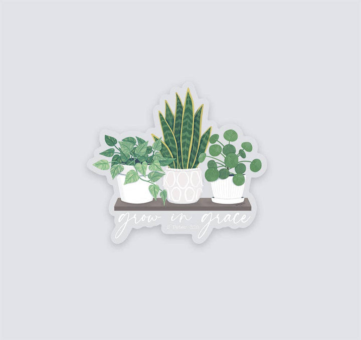 Grow in Grace, 2 Peter 3:18 Clear Vinyl Sticker
