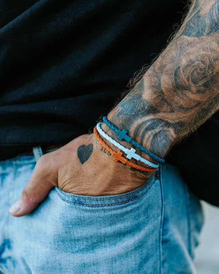 In God We Must - Infinity Cross Bracelets-Blue/Orange/Teal