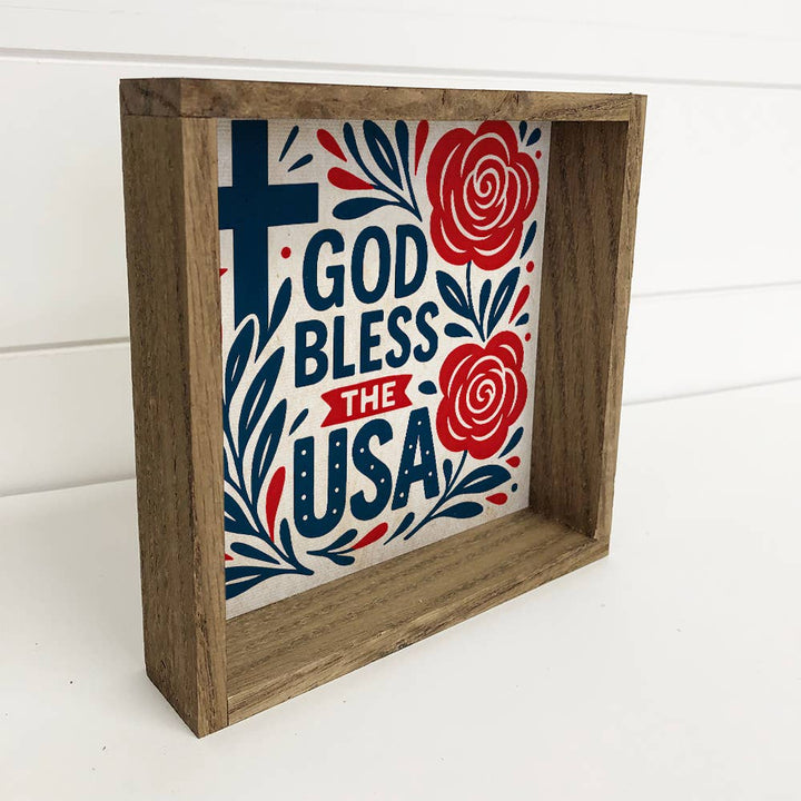 God Bless the USA - 4ht of July Canvas Art - Wood Framed Art