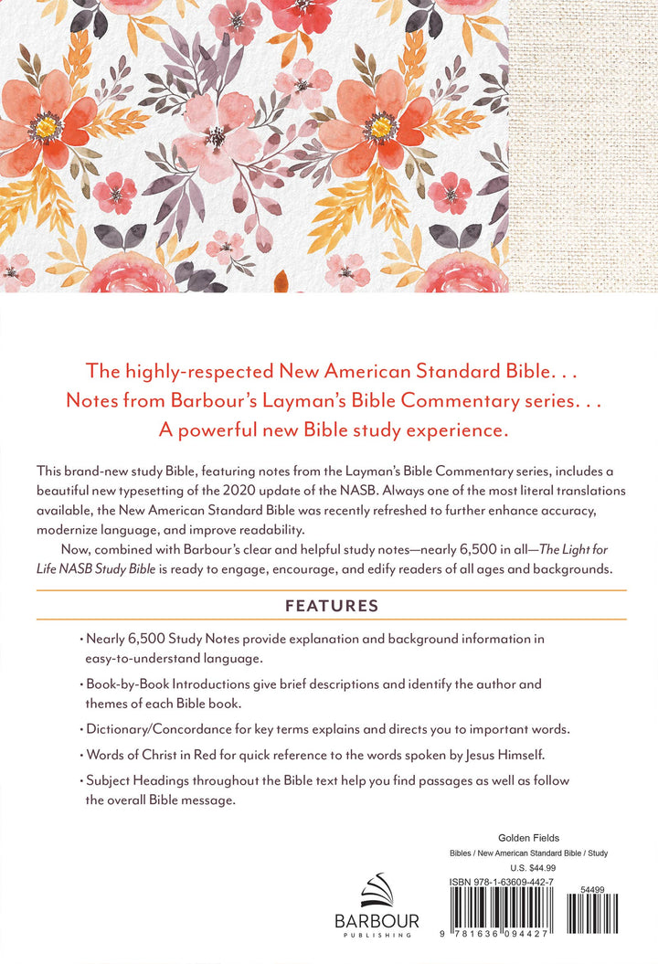 Barbour Publishing, Inc. - Light for Life NASB 2020 Study Bible [Golden Fields]