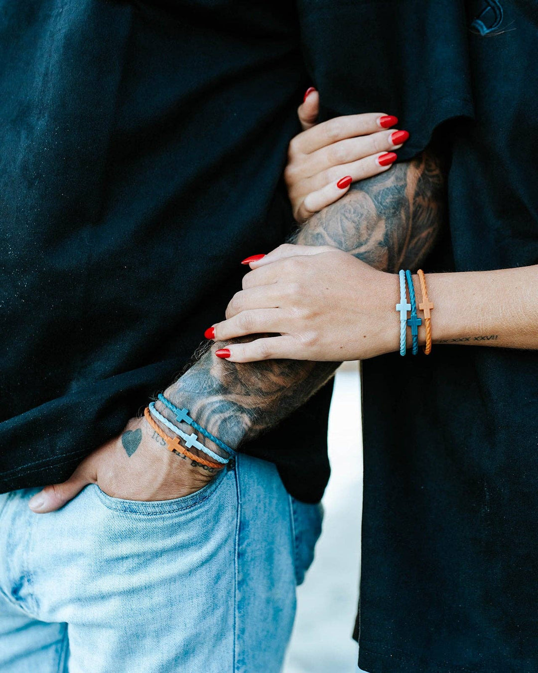 In God We Must - Infinity Cross Bracelets-Blue/Orange/Teal