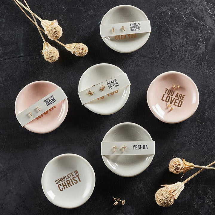 Faithworks by Creative Brands - Ceramic Ring Dish &amp; Earrings - Complete in Christ