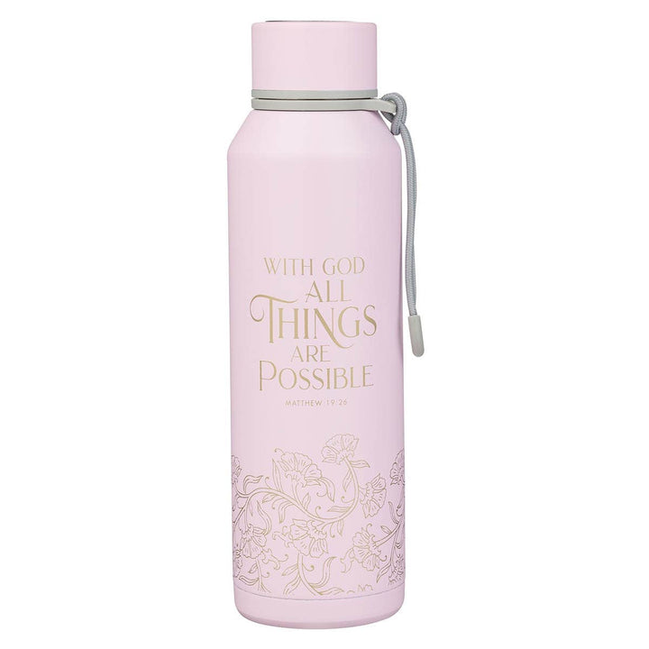 Water Bottle SS Pink With God Matt. 19:26