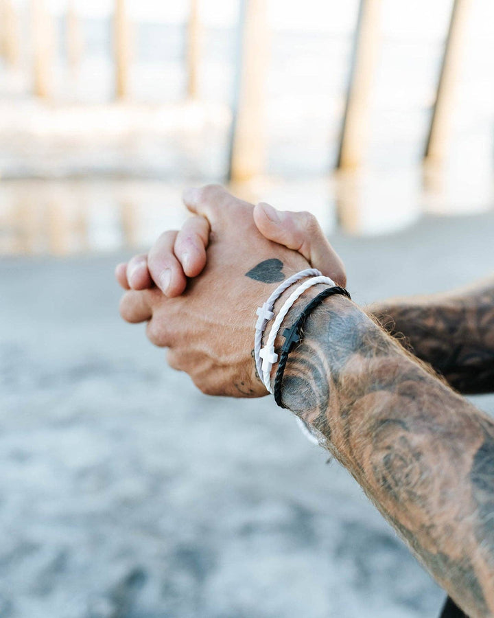 In God We Must - Infinity Cross Bracelets-Black/White/Gray