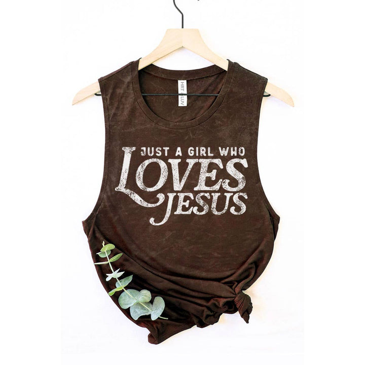 JUST A GIRL WHO LOVES JESUS GRAPHIC TANK TOP