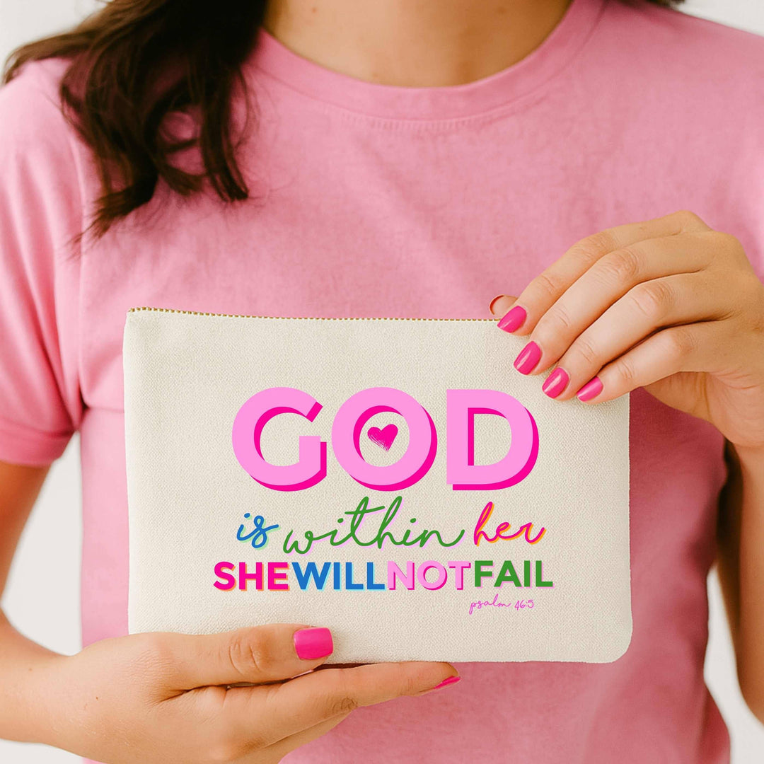 *NEW Christian gift God Is Within Her Colorful Canvas Bag