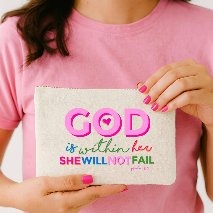 *NEW Christian gift God Is Within Her Colorful Canvas Bag