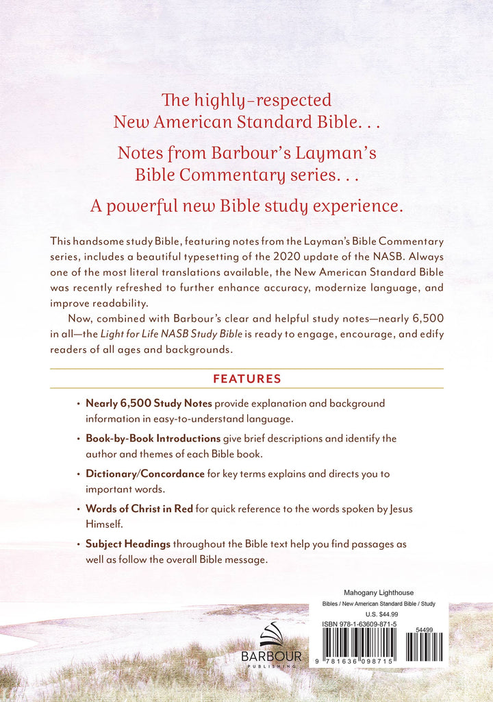 Barbour Publishing, Inc. - Light for Life NASB Study Bible (Mahogany Lighthouse)