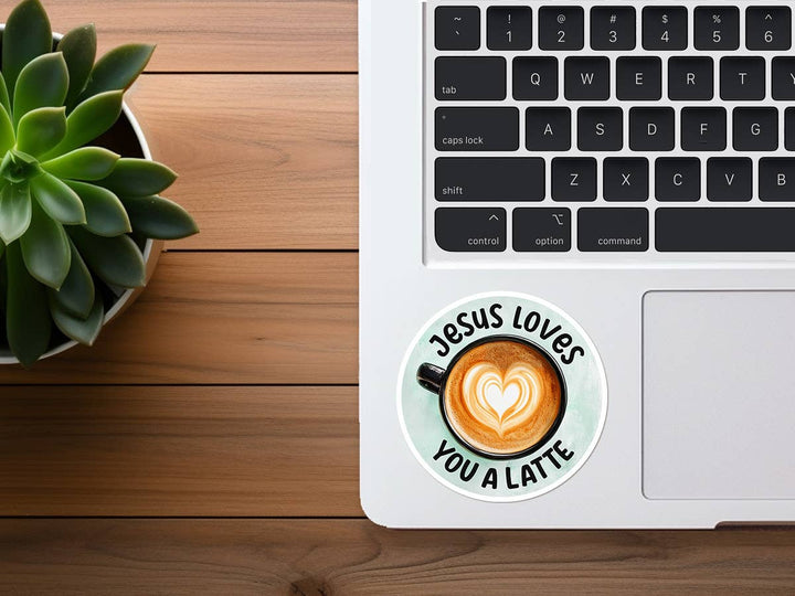 Missional Merch - Jesus Loves You a Latte Sticker | Coffee Shop Merchandise