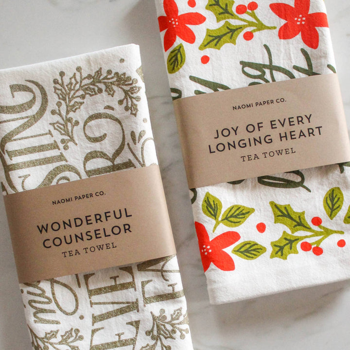 Naomi Paper Co. - Joy of Every Longing Heart Christmas Tea Towel