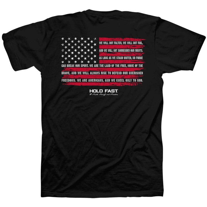 HOLD FAST Mens T-Shirt We Will Not Falter: Black / X-Large