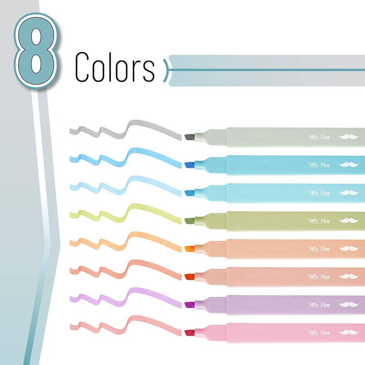 Mr. Pen - Aesthetic Highlighters, Pastel, 8 Pack