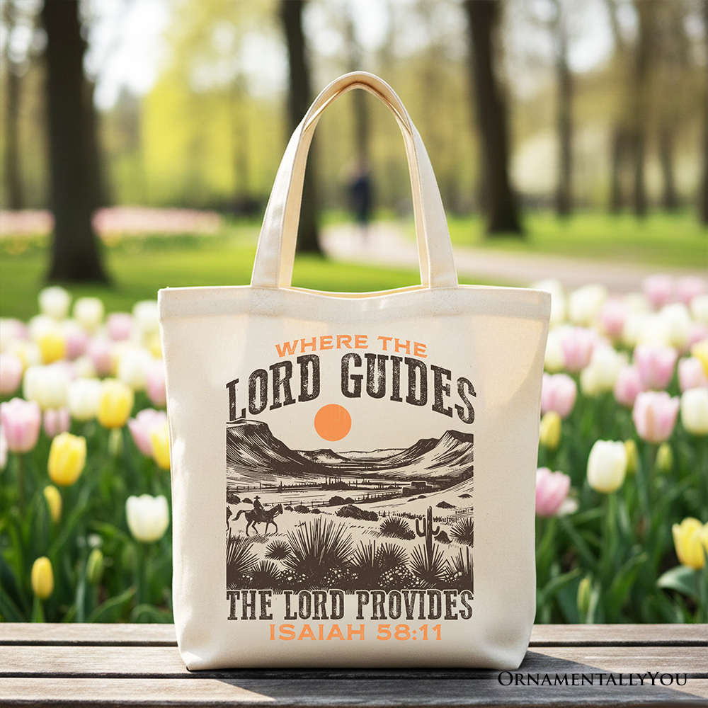 OrnamentallyYou - The Lord Provides Christian Tote Bag, Retro Western Desert Worship Gift Shopper