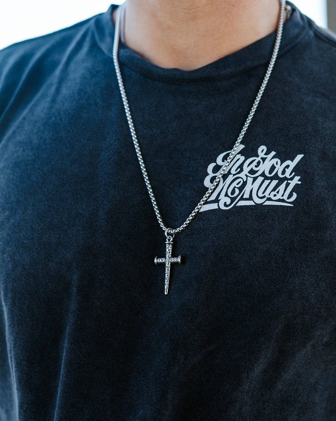 In God We Must - Nail Cross Necklace