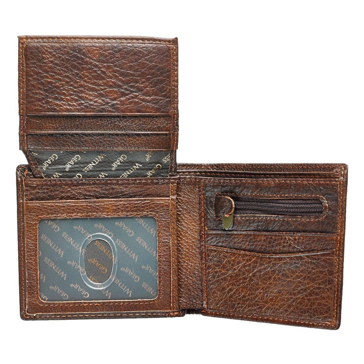 Wallet Leather Brown Be Strong &amp; Courageous Badge