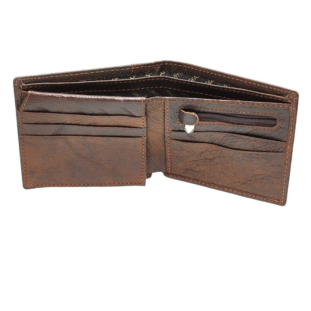 Wallet Leather Brown Be Strong &amp; Courageous Badge