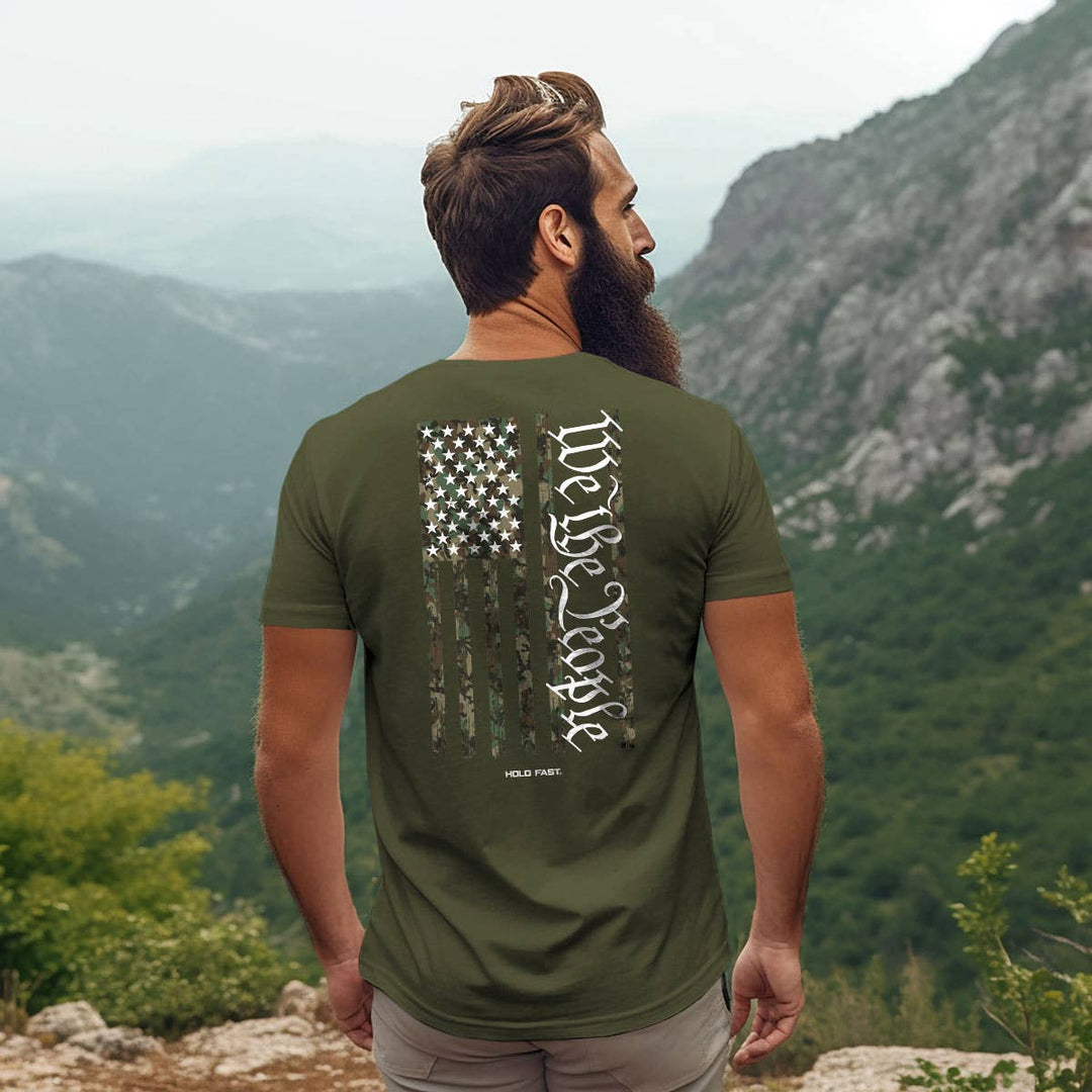 HOLD FAST Mens T-Shirt We The People Camo: Military Green / Small