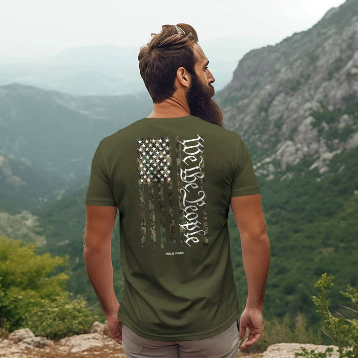 HOLD FAST Mens T-Shirt We The People Camo: Military Green / Medium