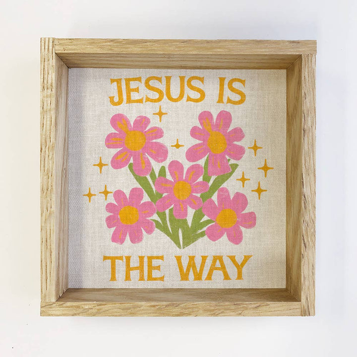 Jesus is the Way - Flower Inspirational Canvas Art - Framed