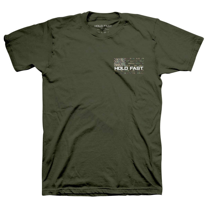 HOLD FAST Mens T-Shirt We The People Camo: Military Green / Medium