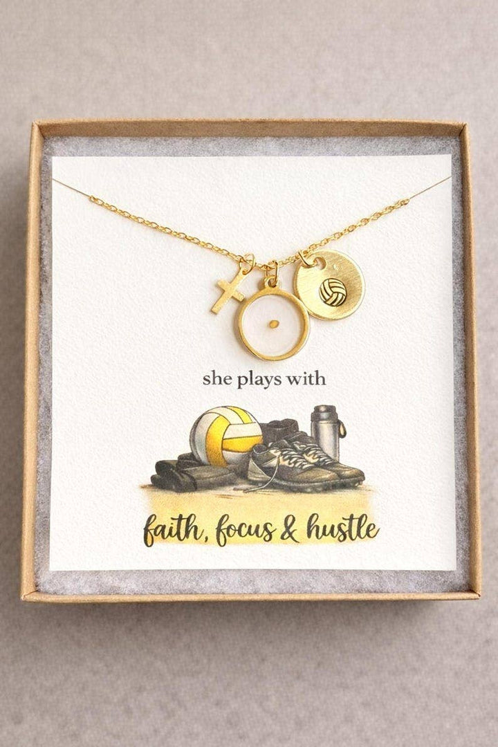 Little Happies Co - Volleyball mustard seed necklace, bulk team gifts, faith-based volleyball gift for her