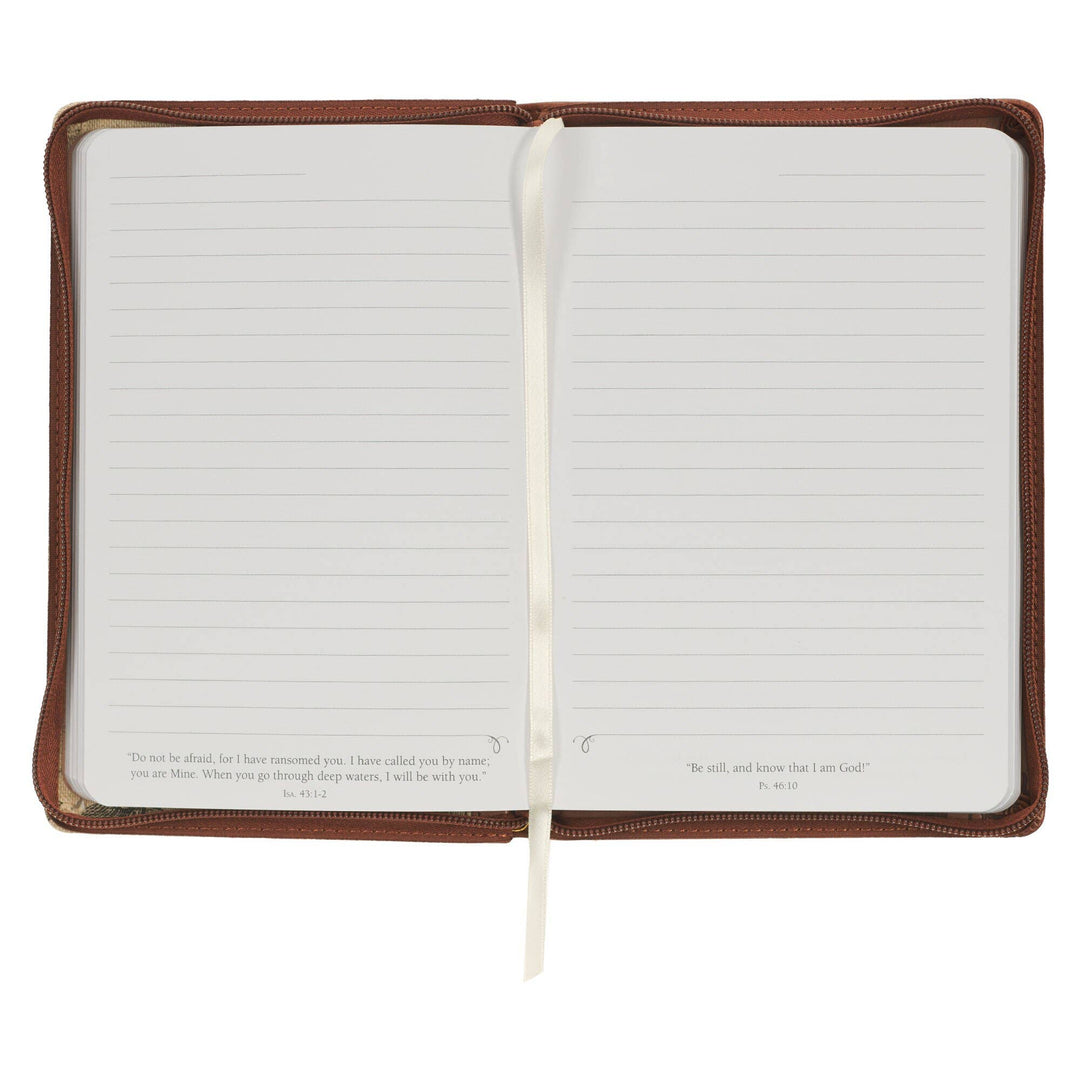 Christian Art Gifts - Amazing Grace Natural Canvas &amp; Brown Faux Leather Journal