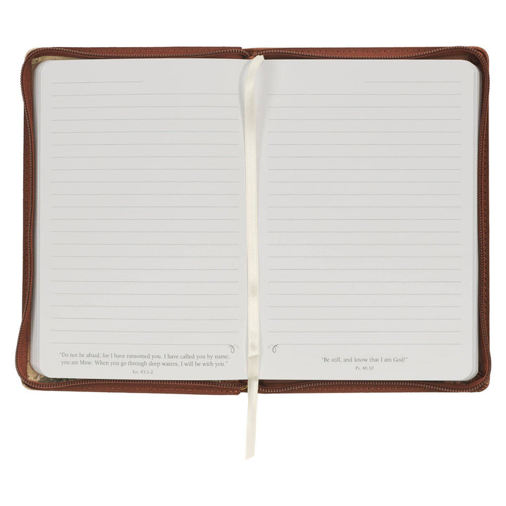 Christian Art Gifts - Amazing Grace Natural Canvas &amp; Brown Faux Leather Journal