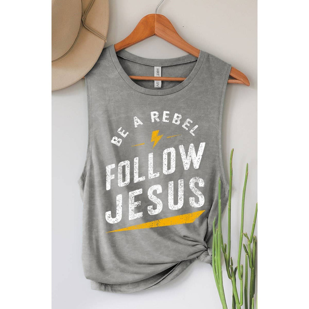 FOLLOW JESUS MINERAL GRAPHIC TANK TOP