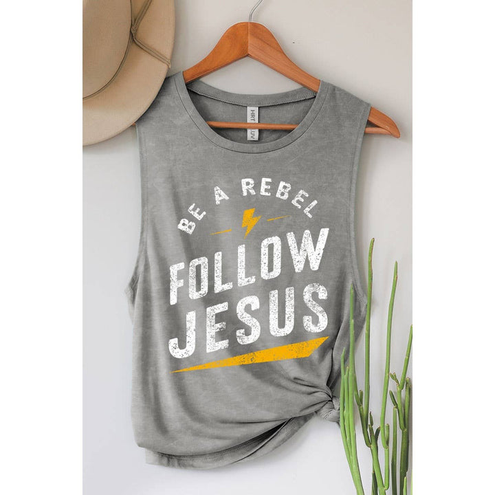 FOLLOW JESUS MINERAL GRAPHIC TANK TOP