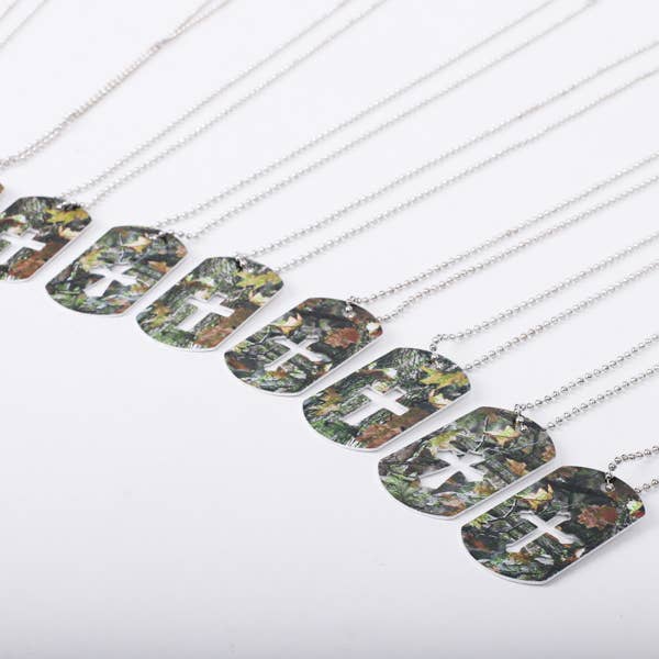 Necklace Dog Tag Camouflage 12 Pk