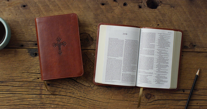 Crossway - ESV Compact Bible, TruTone®, Walnut, Weathered Cross Design