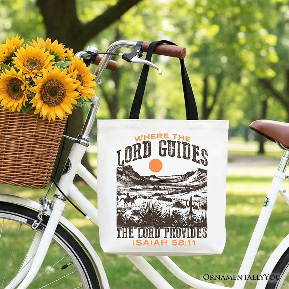 OrnamentallyYou - The Lord Provides Christian Tote Bag, Retro Western Desert Worship Gift Shopper