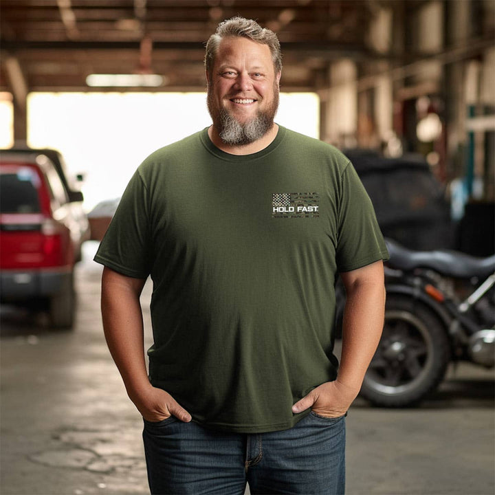 HOLD FAST Mens T-Shirt We The People Camo: Military Green / Large