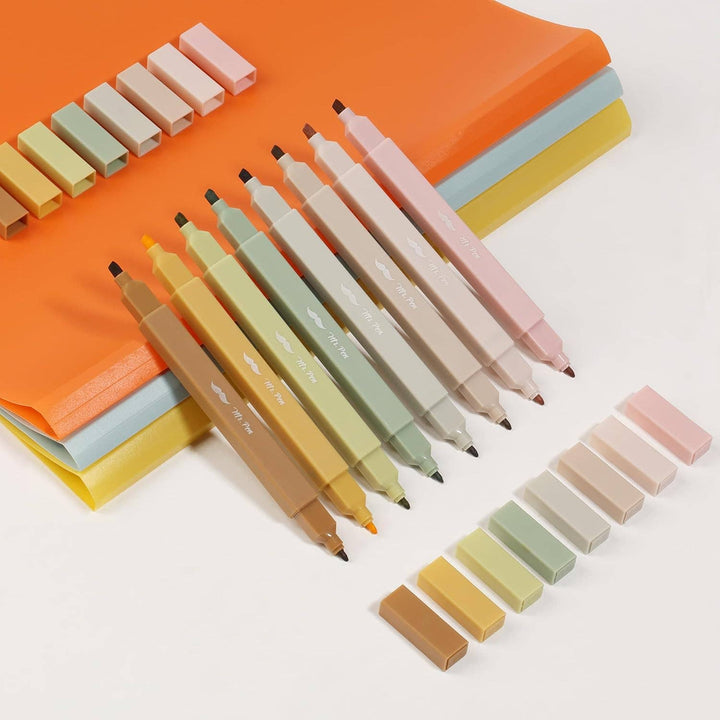 Mr. Pen - Dual Tip Aesthetic Highlighters, 8 pcs, Chisel &amp; Fine Tips
