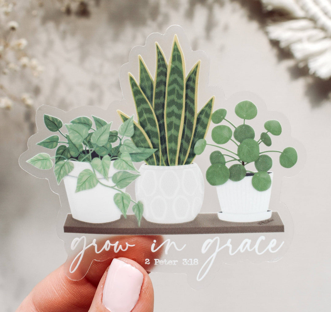 Grow in Grace, 2 Peter 3:18 Clear Vinyl Sticker