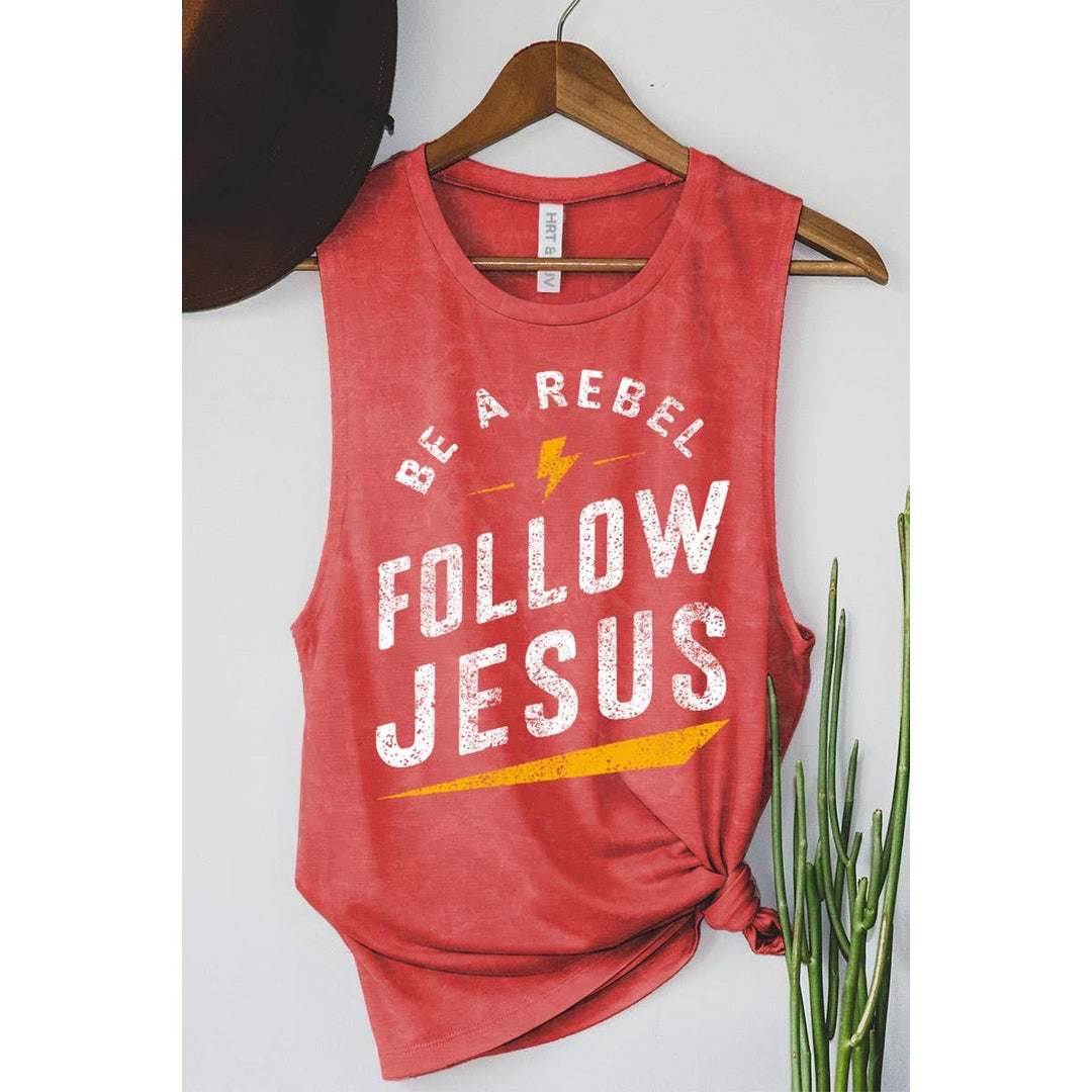 FOLLOW JESUS MINERAL GRAPHIC TANK TOP