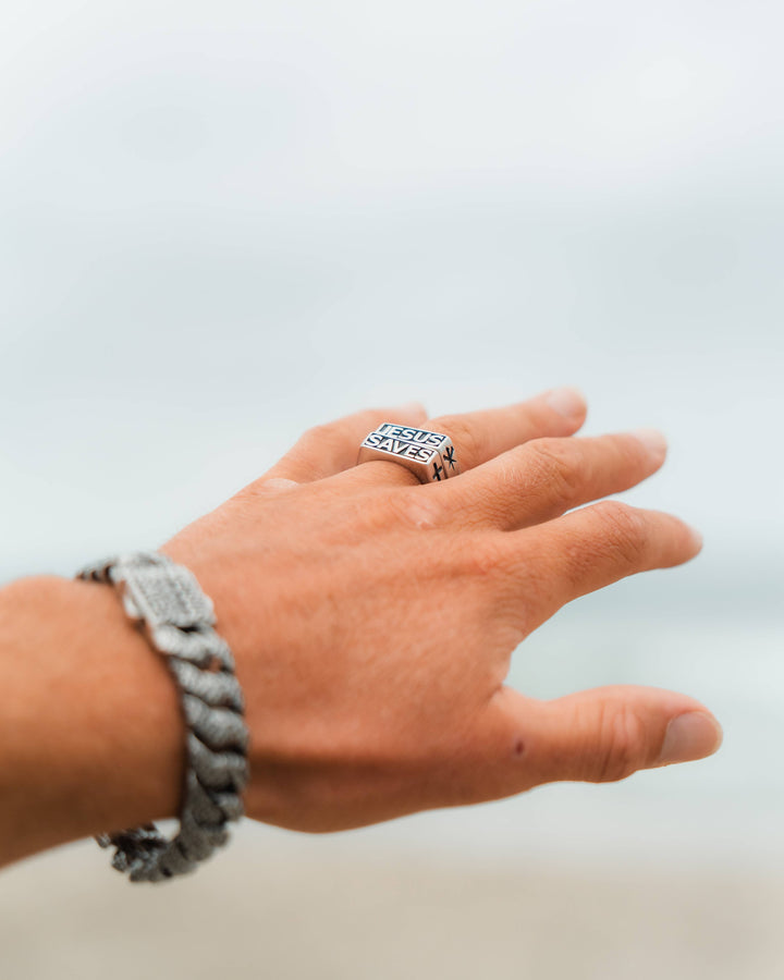 In God We Must - Jesus Saves Ring Set