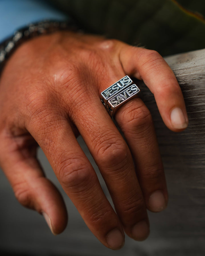 In God We Must - Jesus Saves Ring Set