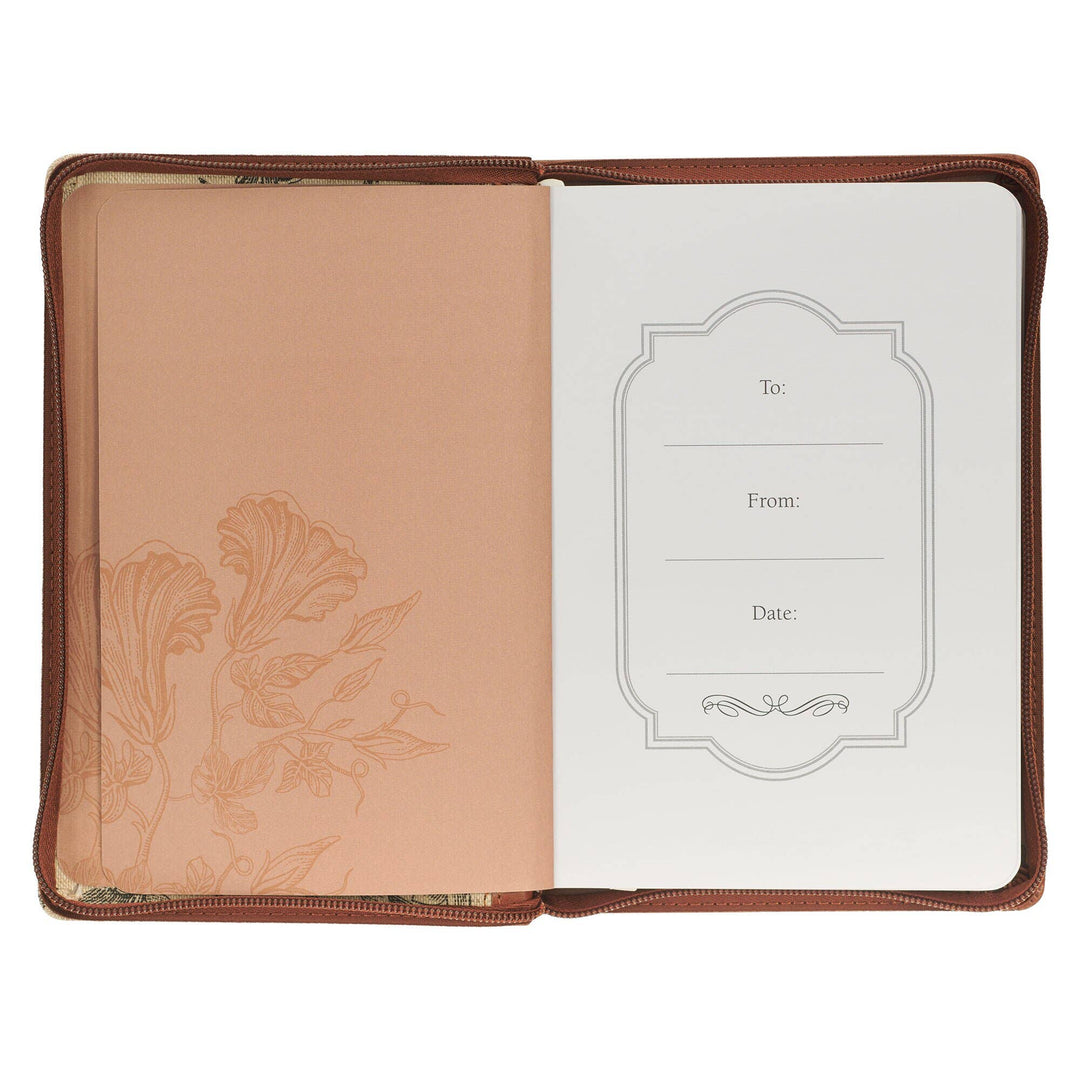 Christian Art Gifts - Amazing Grace Natural Canvas &amp; Brown Faux Leather Journal