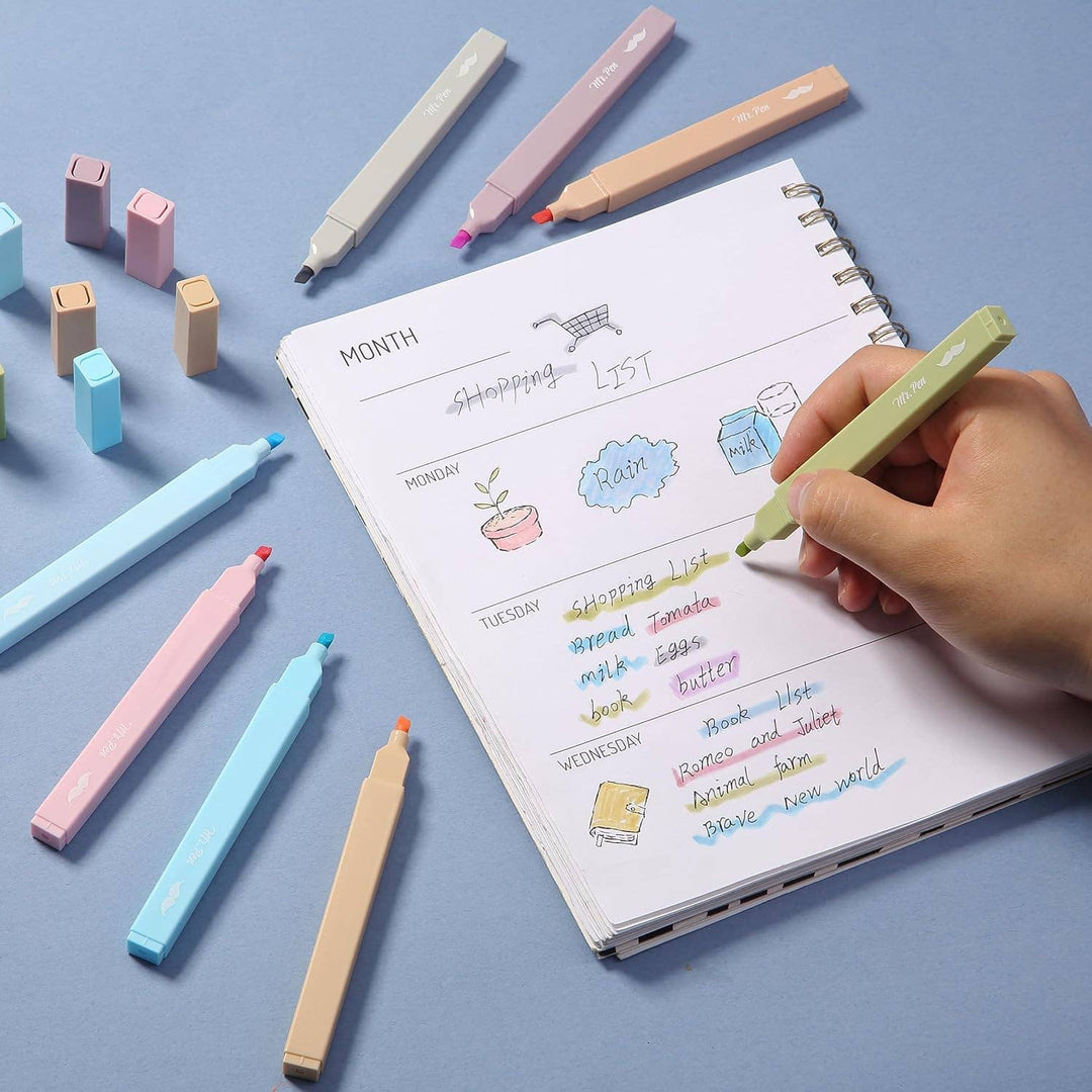 Mr. Pen - Aesthetic Highlighters, Pastel, 8 Pack