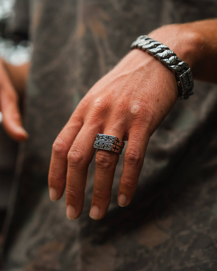 In God We Must - Jesus Saves Ring Set