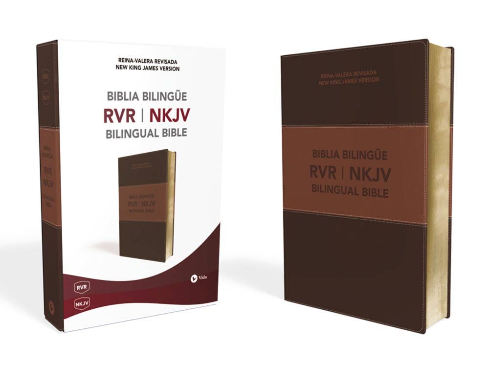 NKJV/RVR, Bilingual Bible, Leathersoft, Brown