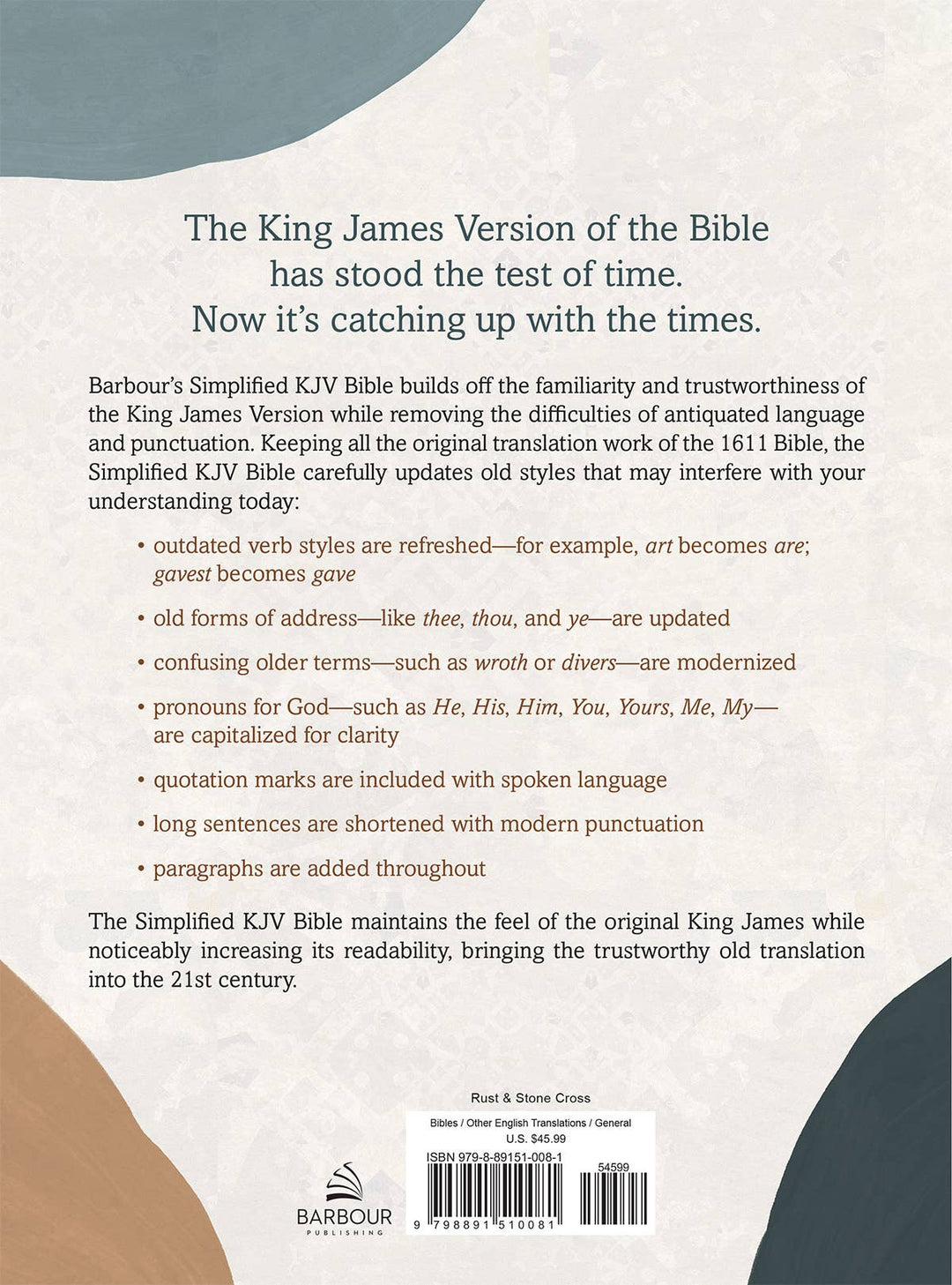 Barbour Publishing, Inc. - The Barbour Simplified KJV--Large Print [Rust &amp; Stone Cross]