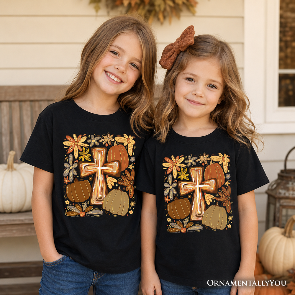 OrnamentallyYou - Kids Fall Blessings T-Shirt, Autumn Christian Faith Tee for Youth