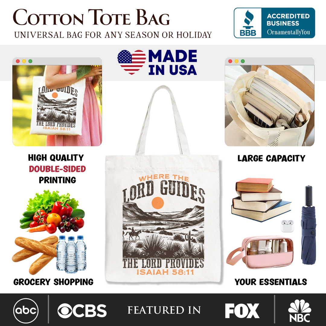 OrnamentallyYou - The Lord Provides Christian Tote Bag, Retro Western Desert Worship Gift Shopper