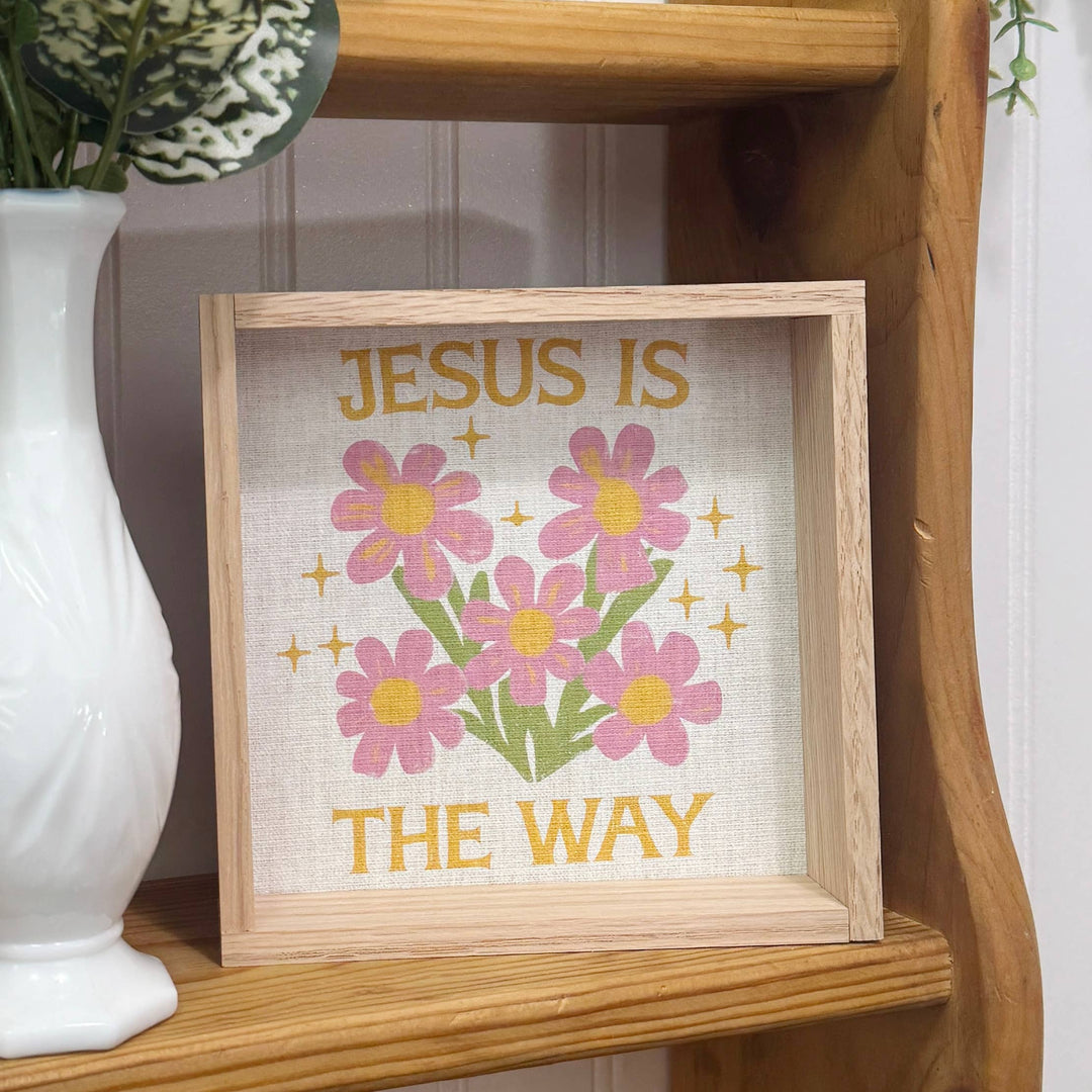 Jesus is the Way - Flower Inspirational Canvas Art - Framed