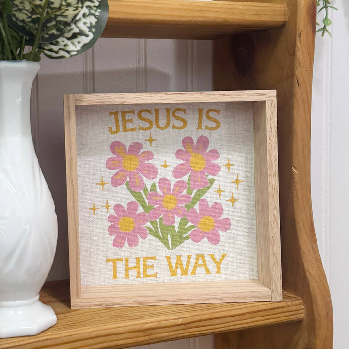 Jesus is the Way - Flower Inspirational Canvas Art - Framed